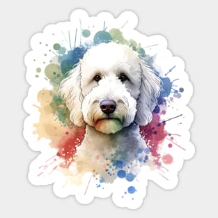 White Labradoodle Dog Watercolor Artwork Sticker